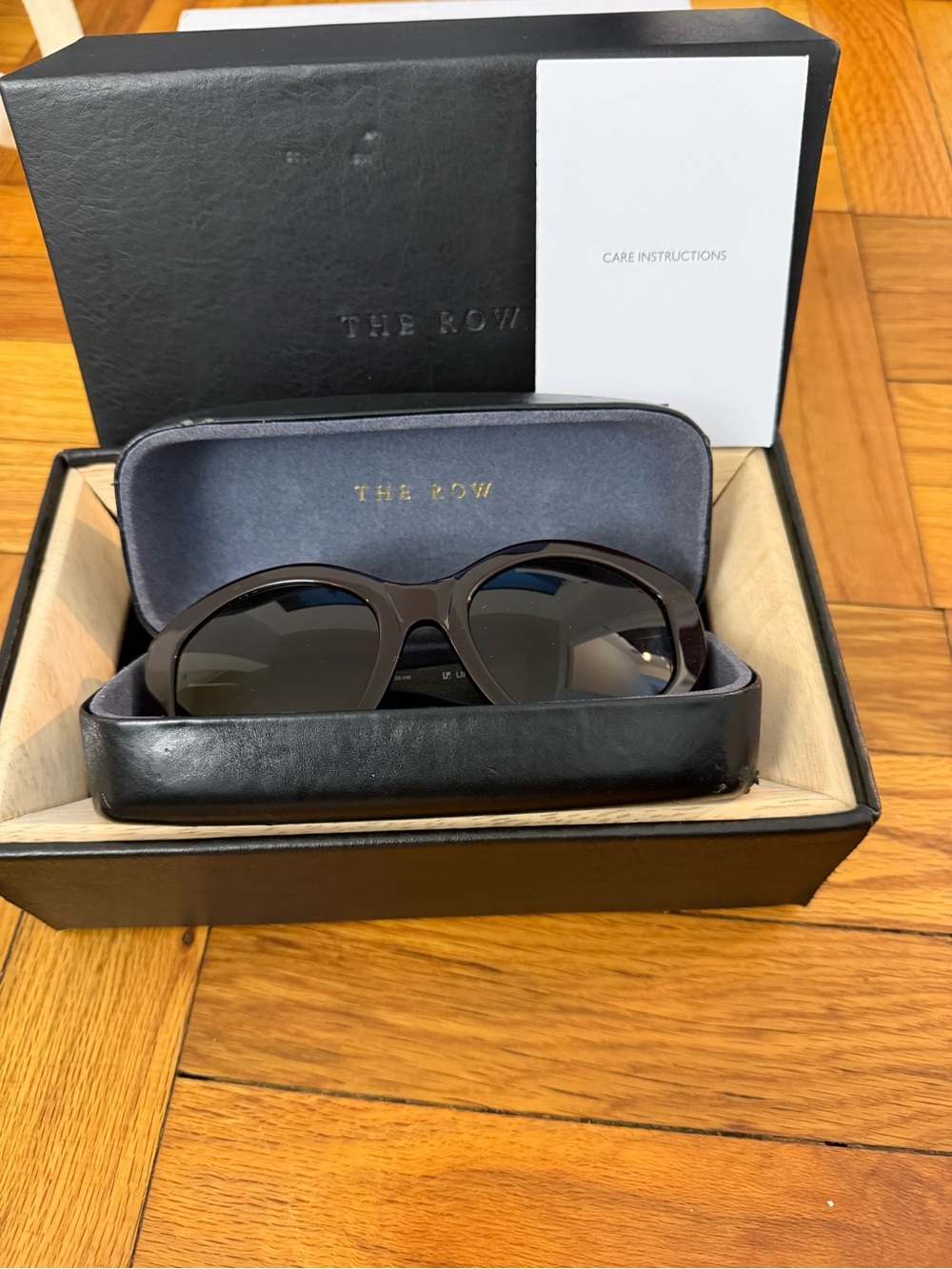 The Row x Linda Farrow Acetate Leather Sunglasses